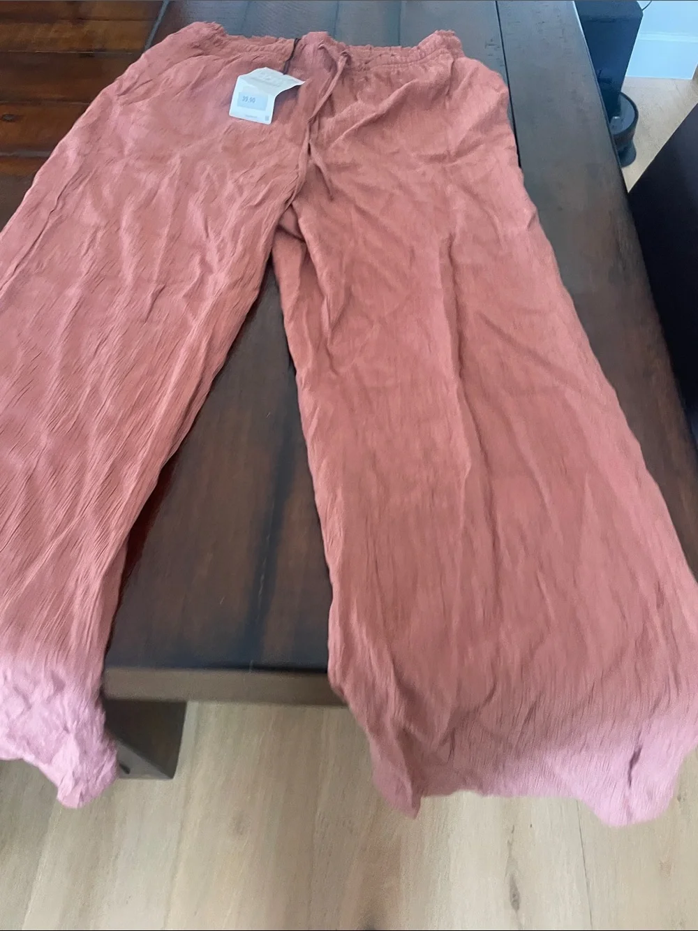 Zara Women’s Drawstring Linen-Blend Pants - Rose